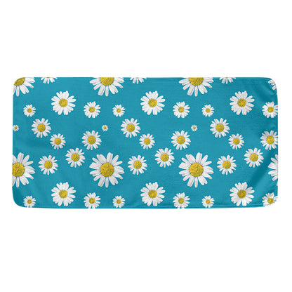 Blue Daisy Flower Pattern Print Towel