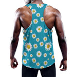 Blue Daisy Flower Pattern Print Training Tank Top