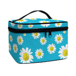 Blue Daisy Flower Pattern Print Travel Makeup Bag