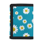 Blue Daisy Flower Pattern Print Trifold Wallet