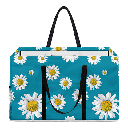 Blue Daisy Flower Pattern Print Utility Tote Bag