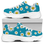Blue Daisy Flower Pattern Print White Chunky Shoes