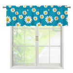 Blue Daisy Flower Pattern Print Window Valance