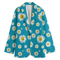Blue Daisy Flower Pattern Print Women's Blazer