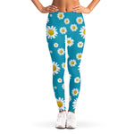 Blue Daisy Flower Pattern Print Women's Leggings
