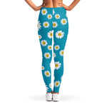 Blue Daisy Flower Pattern Print Women's Leggings