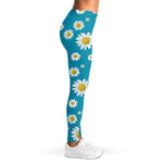 Blue Daisy Flower Pattern Print Women's Leggings