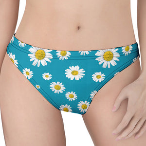 Blue Daisy Flower Pattern Print Women's Thong