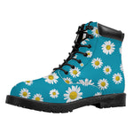 Blue Daisy Flower Pattern Print Work Boots
