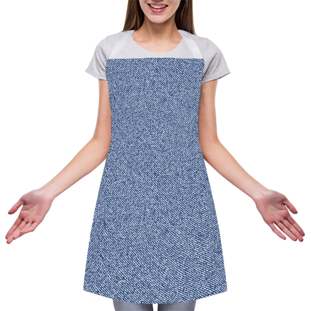 Blue Denim Jeans Pattern Print Adjustable Apron
