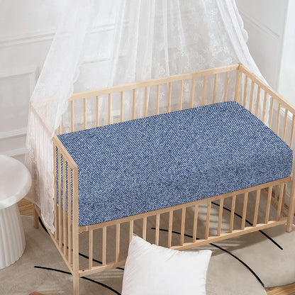 Blue Denim Jeans Pattern Print Baby Crib Sheet
