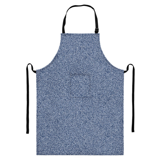 Blue Denim Jeans Pattern Print Bib Apron With Pocket