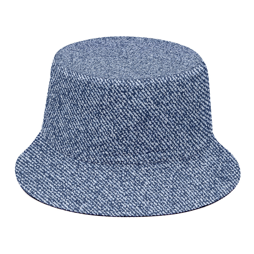 Blue Denim Jeans Pattern Print Bucket Hat