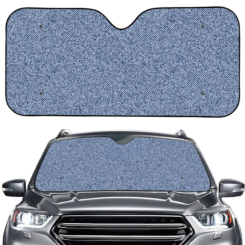 Blue Denim Jeans Pattern Print Car Windshield Sun Shade