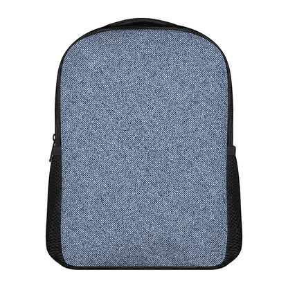 Blue Denim Jeans Pattern Print Casual Backpack