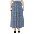 Blue Denim Jeans Pattern Print Chiffon Maxi Skirt