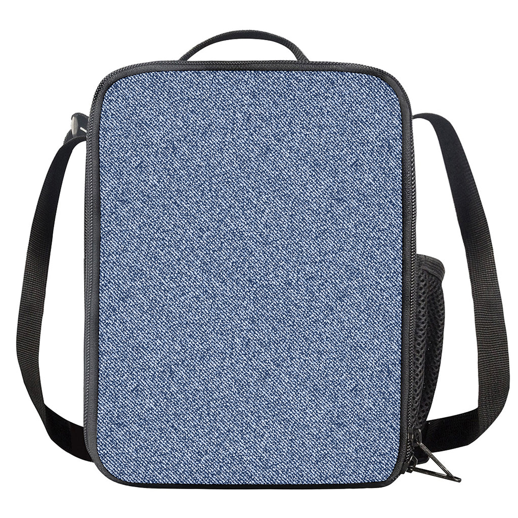 Blue Denim Jeans Pattern Print Crossbody Lunch Bag