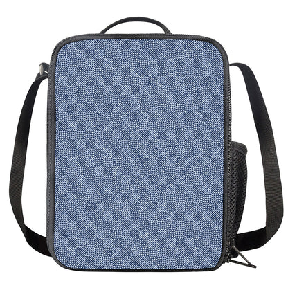 Blue Denim Jeans Pattern Print Crossbody Lunch Bag