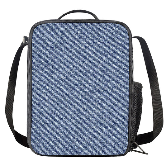 Blue Denim Jeans Pattern Print Crossbody Lunch Bag