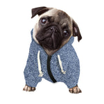 Blue Denim Jeans Pattern Print Dog Zip Up Hoodie