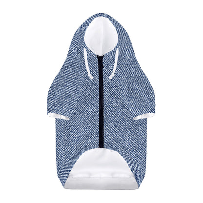 Blue Denim Jeans Pattern Print Dog Zip Up Hoodie