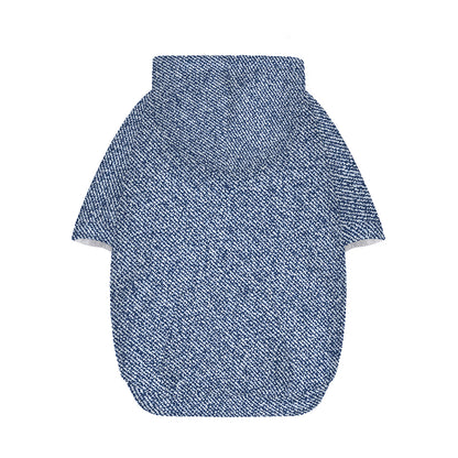 Blue Denim Jeans Pattern Print Dog Zip Up Hoodie