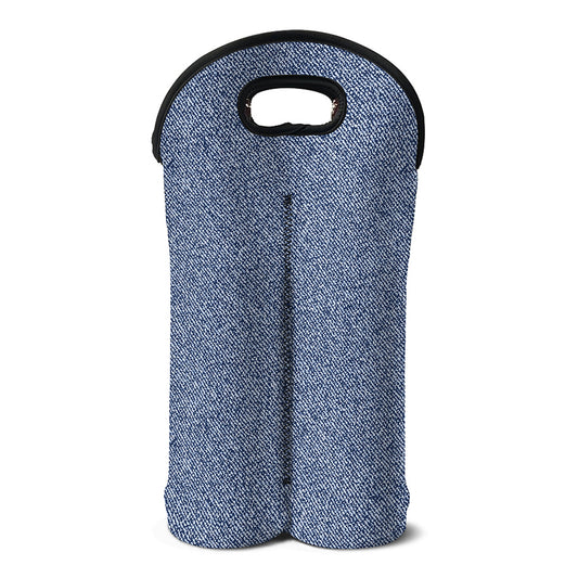 Blue Denim Jeans Pattern Print Double Neoprene Wine Tote