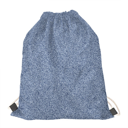 Blue Denim Jeans Pattern Print Drawstring Bag
