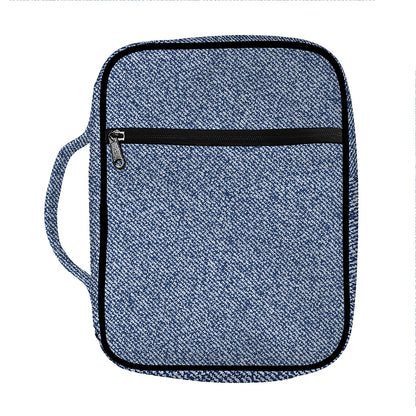 Blue Denim Jeans Pattern Print Front Pocket Bible Bag