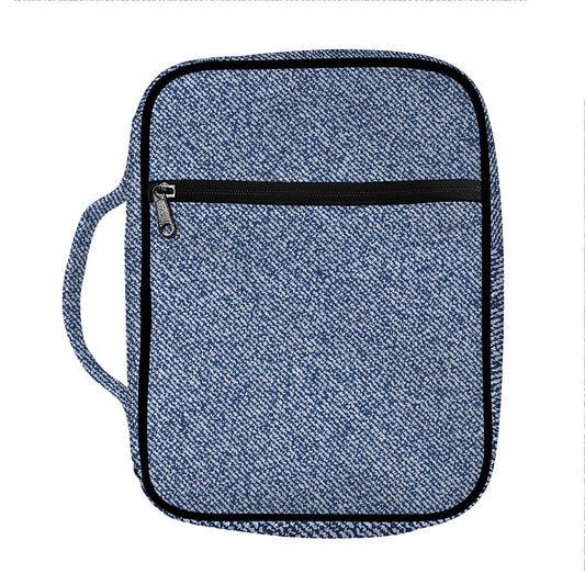 Blue Denim Jeans Pattern Print Front Pocket Bible Bag