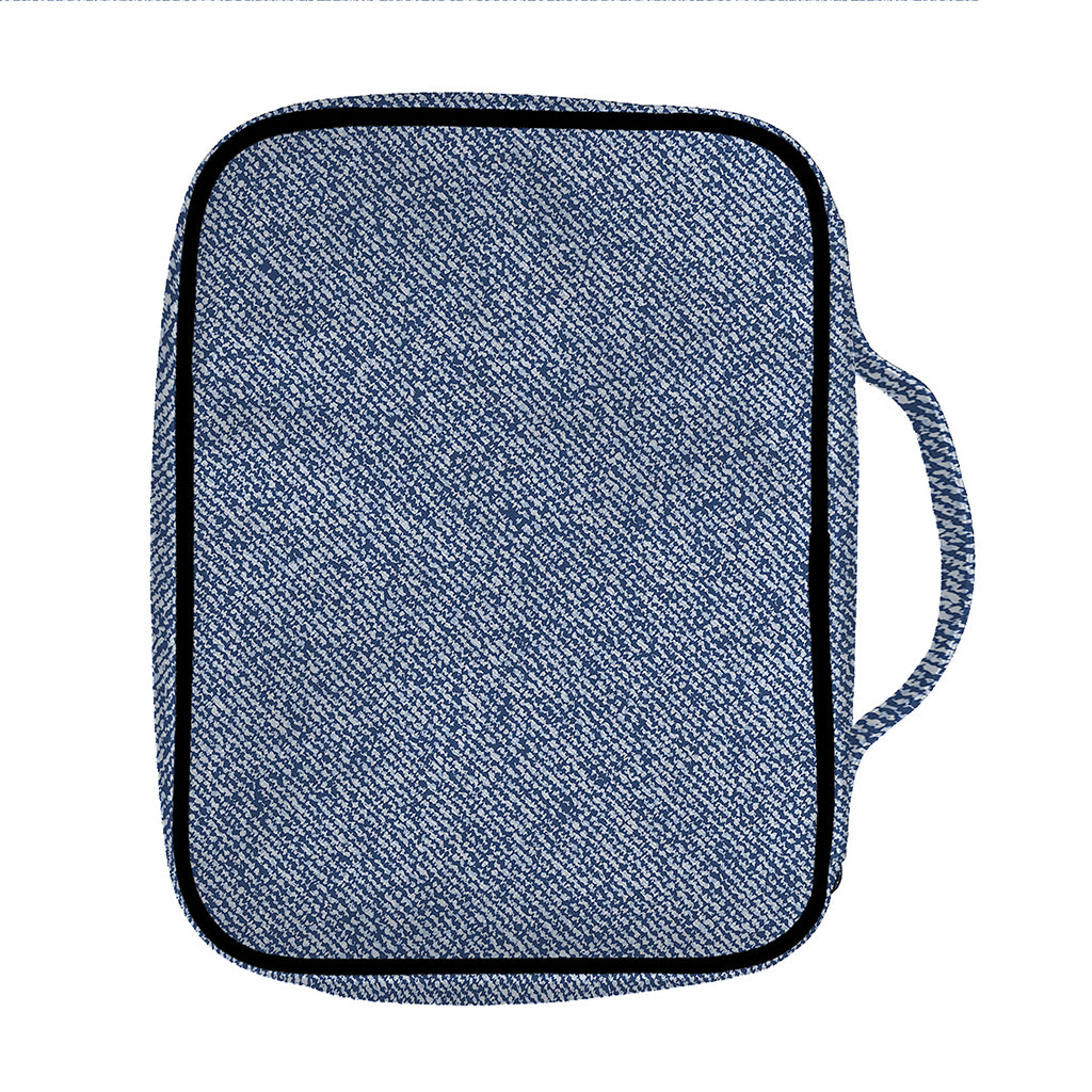 Blue Denim Jeans Pattern Print Front Pocket Bible Bag