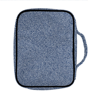 Blue Denim Jeans Pattern Print Front Pocket Bible Bag