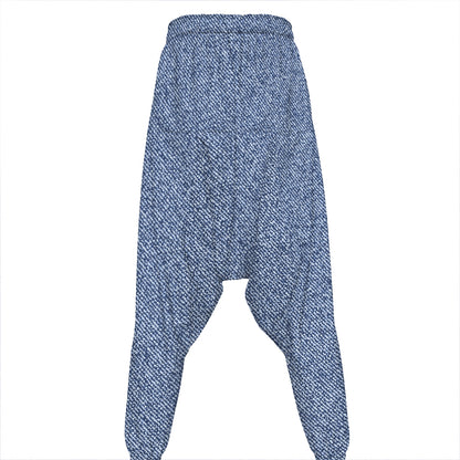 Blue Denim Jeans Pattern Print Hammer Pants