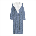 Blue Denim Jeans Pattern Print Hooded Bathrobe