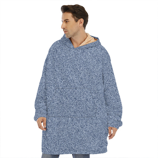 Blue Denim Jeans Pattern Print Hoodie Blanket