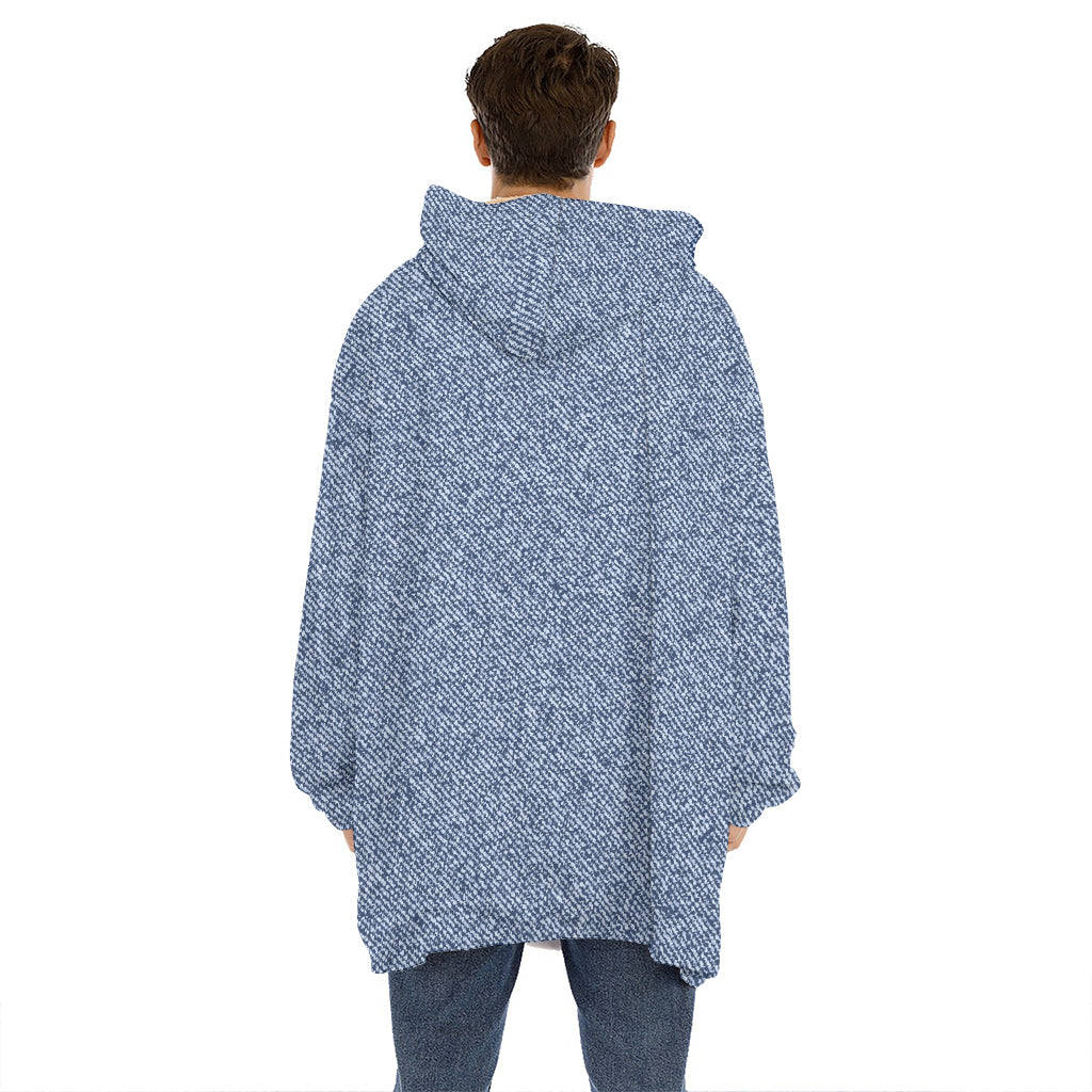 Blue Denim Jeans Pattern Print Hoodie Blanket