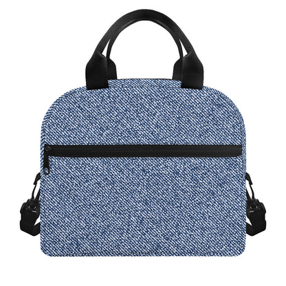 Blue Denim Jeans Pattern Print Insulated Lunch Bag