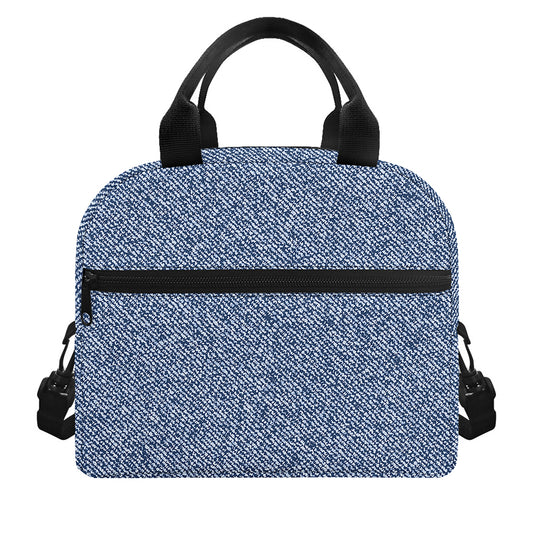 Blue Denim Jeans Pattern Print Insulated Lunch Bag