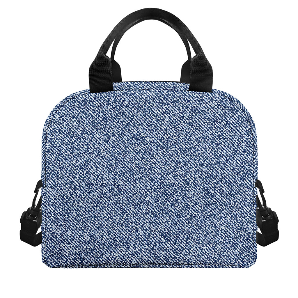 Blue Denim Jeans Pattern Print Insulated Lunch Bag