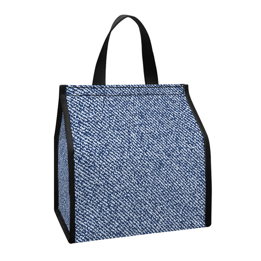 Blue Denim Jeans Pattern Print Insulated Lunch Tote