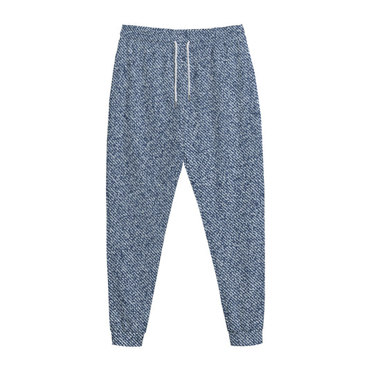 Blue Denim Jeans Pattern Print Jogger Pants