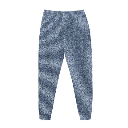 Blue Denim Jeans Pattern Print Jogger Pants