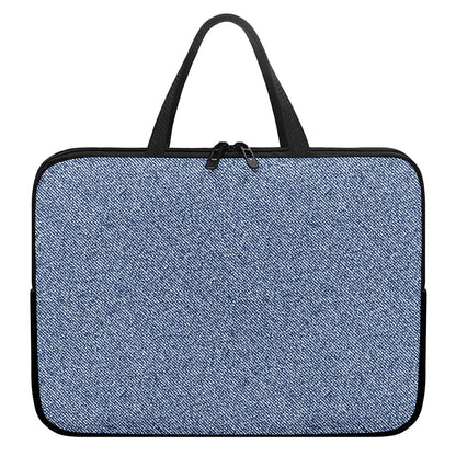 Blue Denim Jeans Pattern Print Laptop Sleeve With Handle
