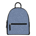 Blue Denim Jeans Pattern Print Leather Backpack
