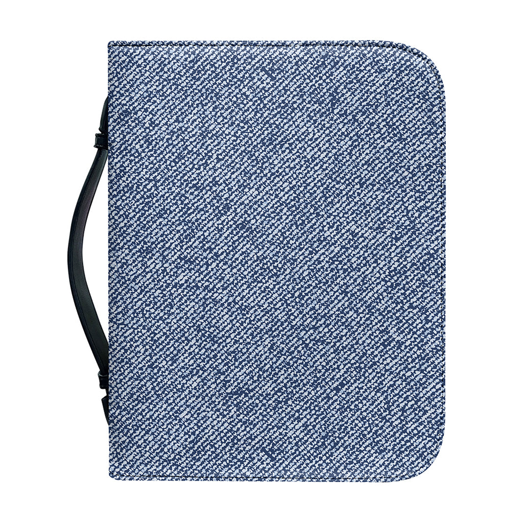 Blue Denim Jeans Pattern Print Leather Bible Cover