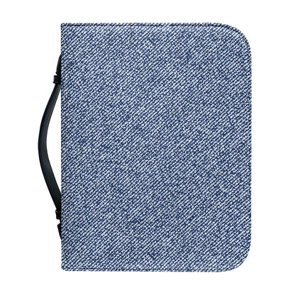 Blue Denim Jeans Pattern Print Leather Bible Cover