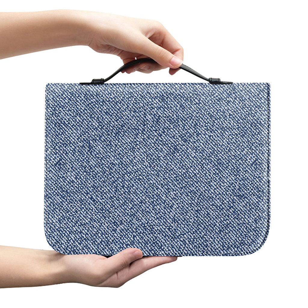 Blue Denim Jeans Pattern Print Leather Bible Cover