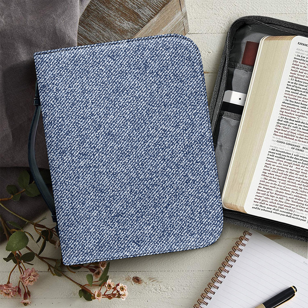 Blue Denim Jeans Pattern Print Leather Bible Cover