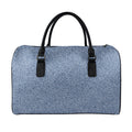 Blue Denim Jeans Pattern Print Leather Duffel Bag