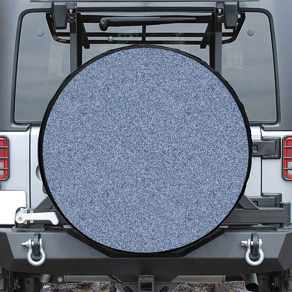 Blue Denim Jeans Pattern Print Leather Spare Tire Cover